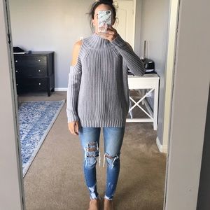Cold shoulder sweater
